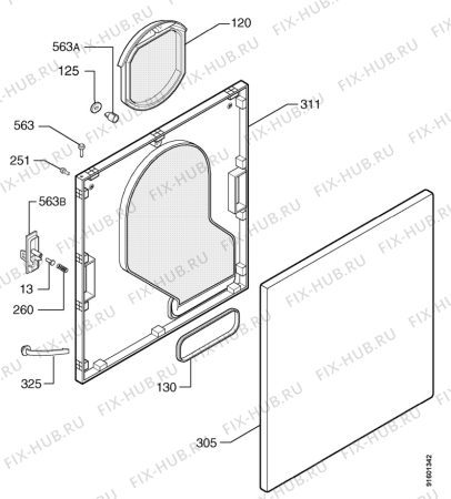 Взрыв-схема комплектующей Zanussi TD06TX - Схема узла Door 003